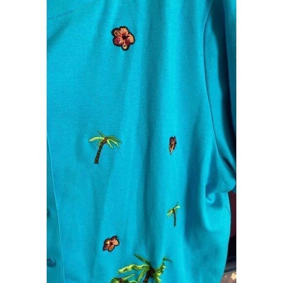 Breckenridge women’s beachy palm tree tropical embroidered sequin top S/XL - Picture 4 of 5